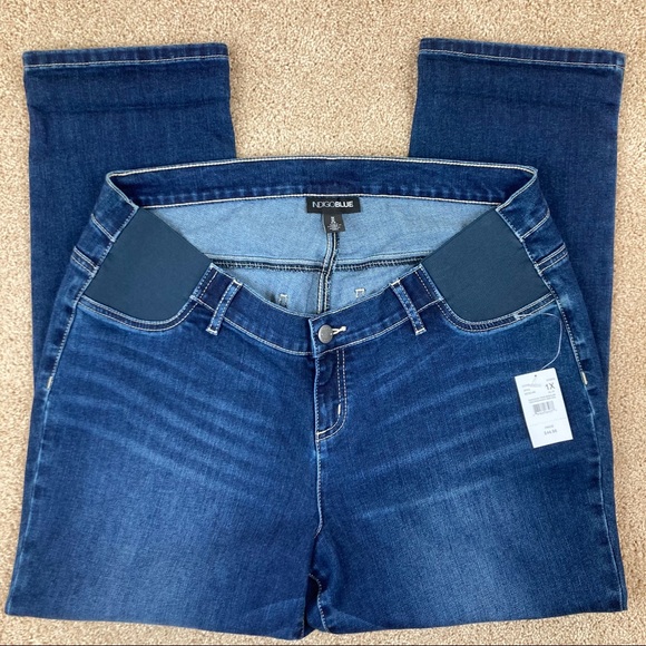 Indigo Blue Side Panel Crop Maternity Jeans NWT Z - Picture 11 of 16